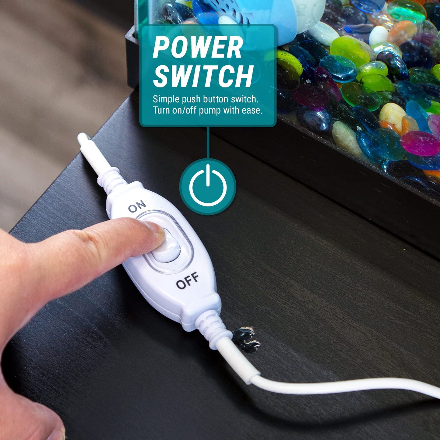 TERA PUMP TRAQUA-XXL Powerful Electric Pump for Extra Large Fish Tank Aquarium - 50 feet Hose/pump to 2nd floor, Flow Rate Control nozzle, Safety Double On Off Button with 3ft wire/Water Filter