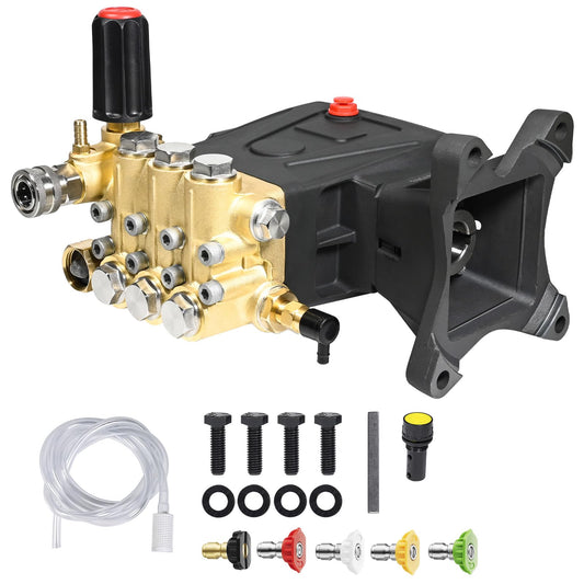 YAMATIC Horizontal Triplex Plunger Pressure Washer Pump 1" Shaft 4000 PSI 3.8 GPM, Replacement for Simpson AAA 90034, 90039,90038, Honda GX340, GX390, GX270 for Industrial Gas Powered Washers
