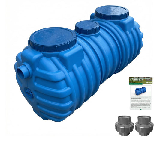 Natotela 264gal Monolithic PE Septic Tank Kit-65.4x30.7x31.5in Plastic Septic Tank System,Rectangle Septic System with Manhole Covers,Anti Corrosion Septic Kit for 3-5 Persons