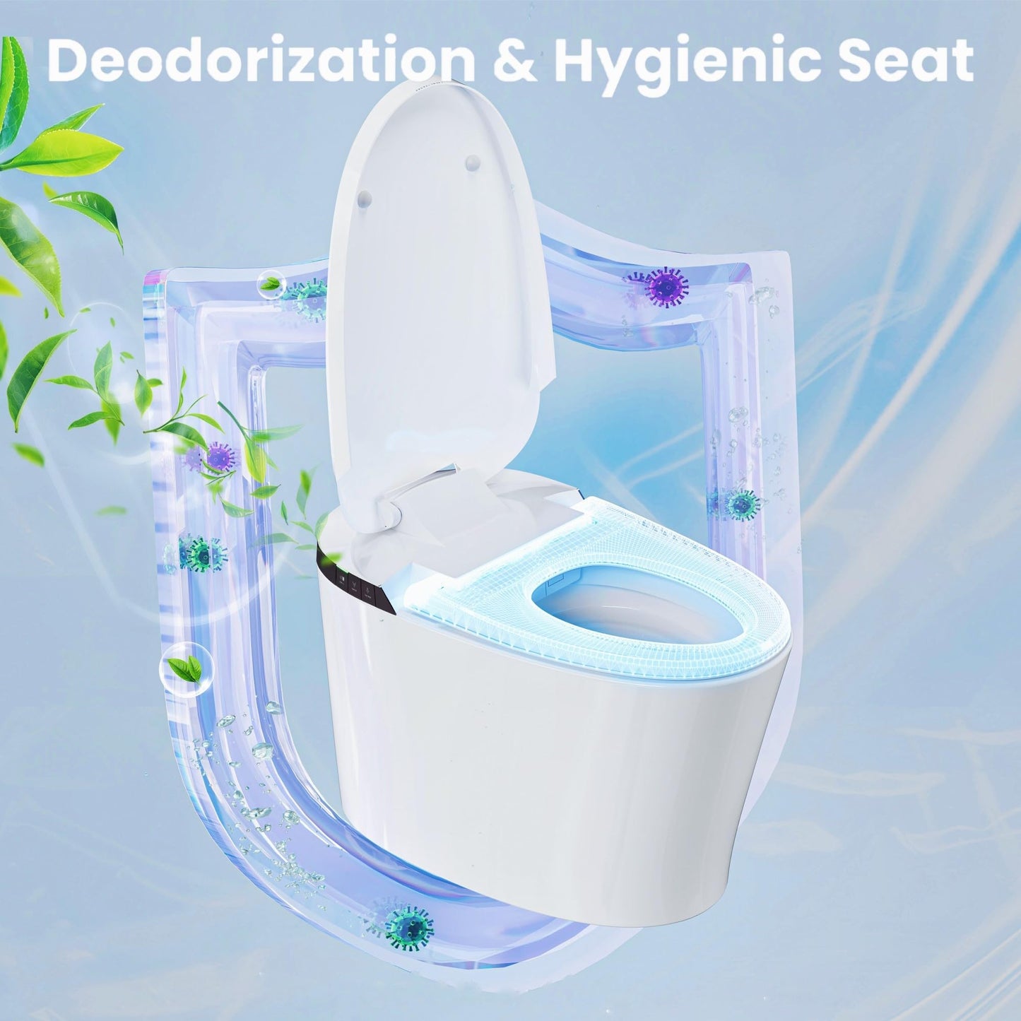AKNIRL Smart Toilet with Bidet Built-in, Heated Seat, Booster Pump Assisted, Auto Flush, Warm Water, Air Dryer, Deodorization, Modern Smart Toilets for Bathrooms, White