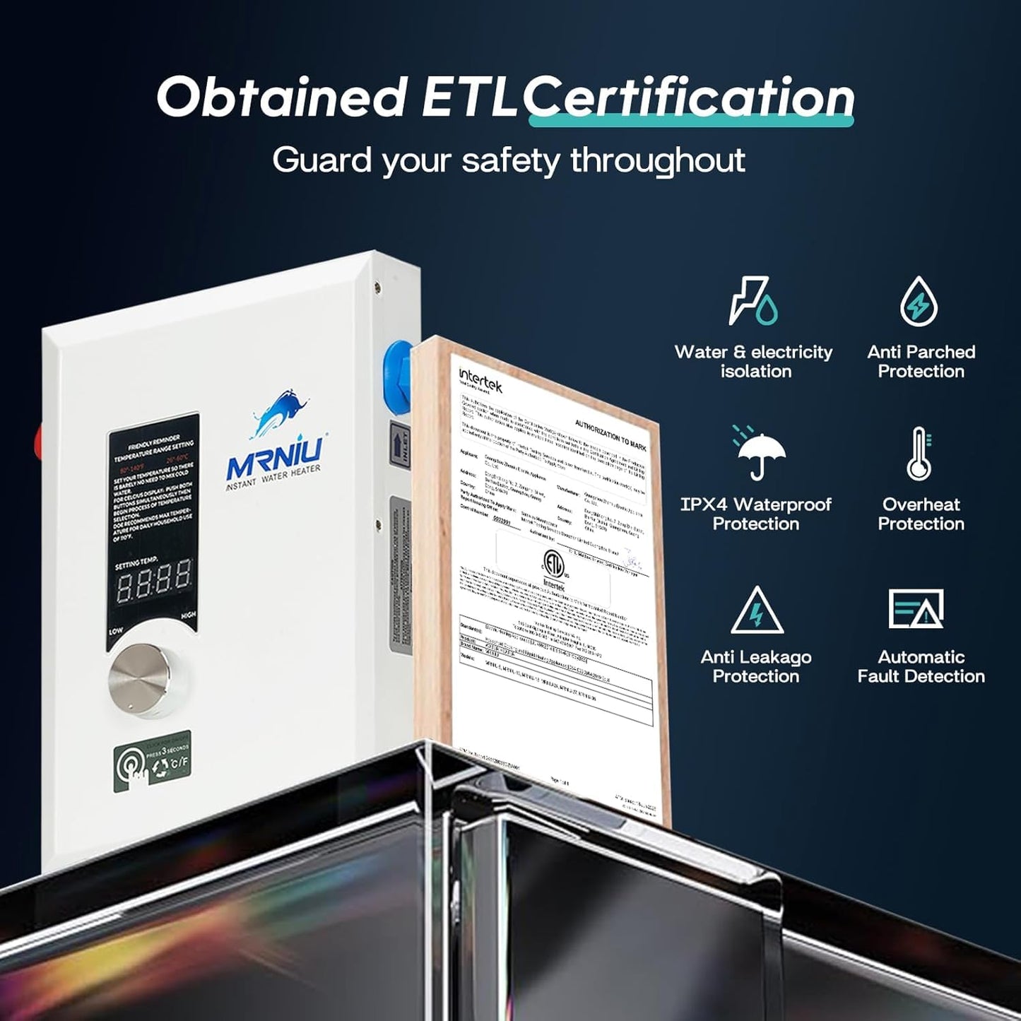 24Kw 220V Electric Tankless Water Heater, LED Temperature Display, On-Demand Instant Hot Water, Space-Saving Design for Whole House Shower – Endless Hot Water Supply for Residential Use