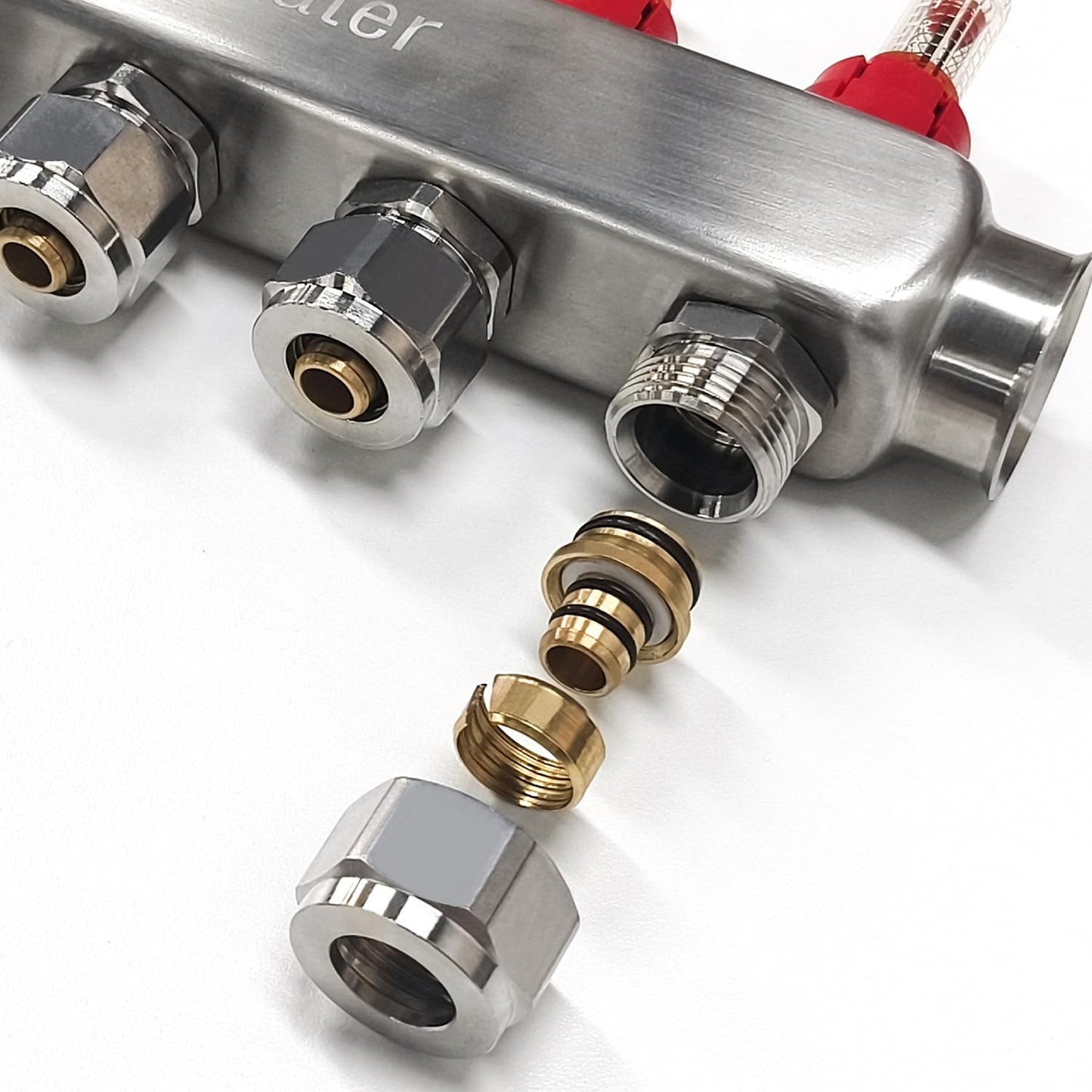 AB 7 Loop PEX/Radiant Manifold, PEX Tubing Radiant Heat Manifolds with 1/2'' Compatible Outlets, for Hydronic Radiant Floor Heating (1/2'' Adapters Included)