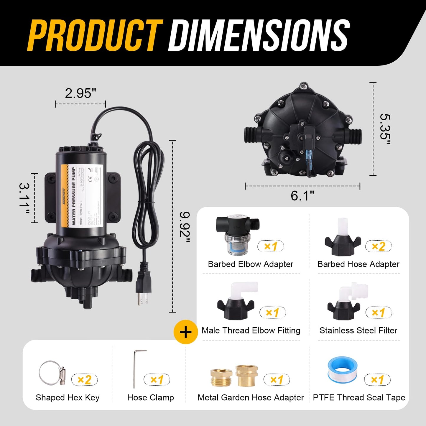 Gidrox 110V AC Water High Pressure Pump, 7.0 GPM 70 PSI Fresh Water Transfer Diaphragm Pump with Smart Pressure Switch, Self Priming Water Booster Pumps for House Garden Sprinkler Irrigation Faucet