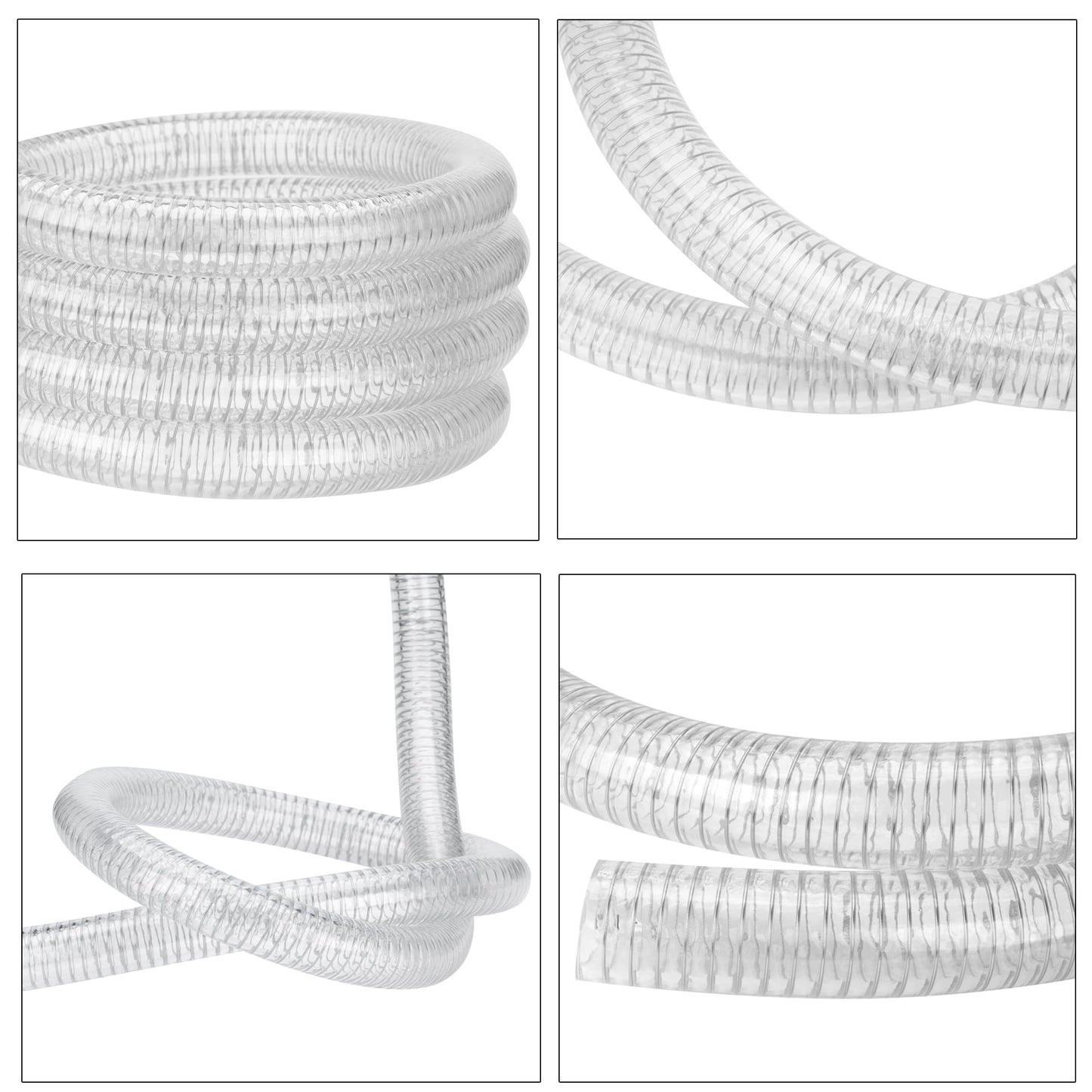 Geowaky 2"id-50ft PVC Reinforced Tubing Steel Wire Suction Flexible Hose Vinyl Tubing Heavy Duty PVC Vacuum Hose Drain Fuel Oil Gas Water for Marine Bilge Pump Pond Spa