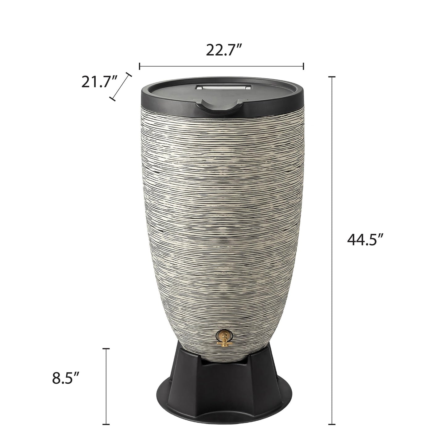 Newport 50‑Gallon Flat‑Back Rain Barrel with Stand & Planter Bundle – Slate | Removable Lid, UV-Stabilized Outdoor Water Storage