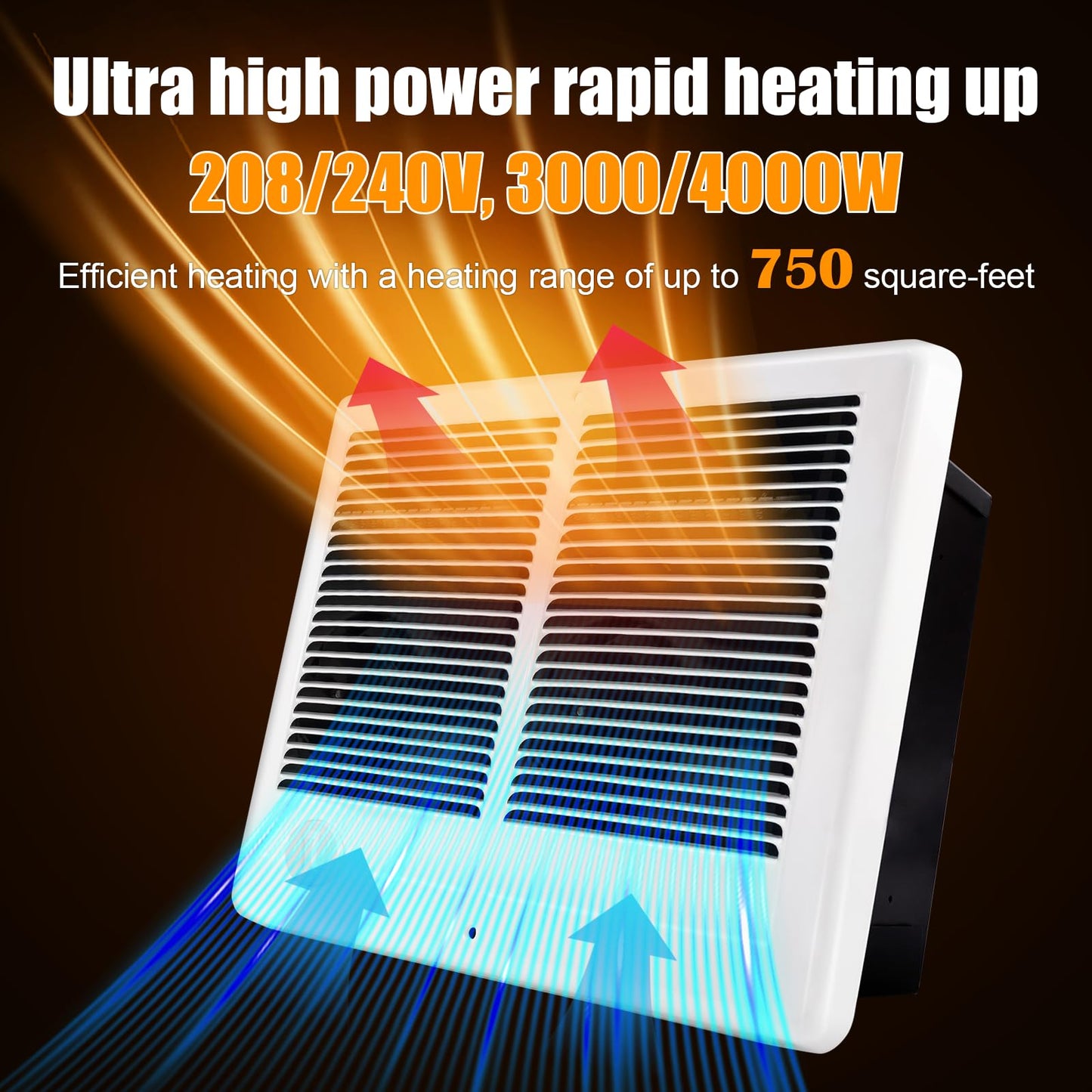 CSTC402TW Twin Electric Wall Heater(Part: 67527) with Thermostat -240/208V, 4000/3000W, 13648/10236 BTU Ideal for Large Rooms & Open Spaces, With High-Temp Safety Protection