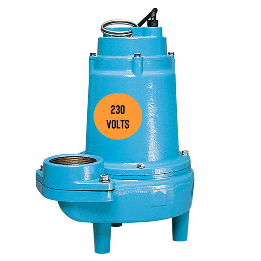 Little Giant 16S-CIM, 230-Volt, 1 HP, 9600 GPH Manual Submersible Sewage Ejector Pump, 40' Leads (Plugless), 3-Inch Discharge, Blue, 514630