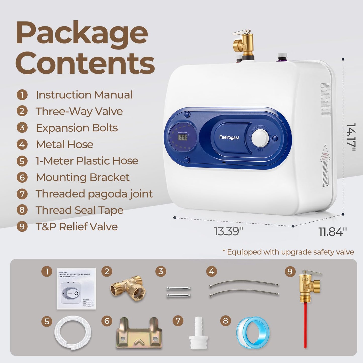 Electric Tank Water Heater, 4-Gallon Under Sink Instant Hot Water Tank，Equipped with Digital Temperature Display for RV, Camper, Kitchen, Food Truck，Wall or Floor Mounted, Blue