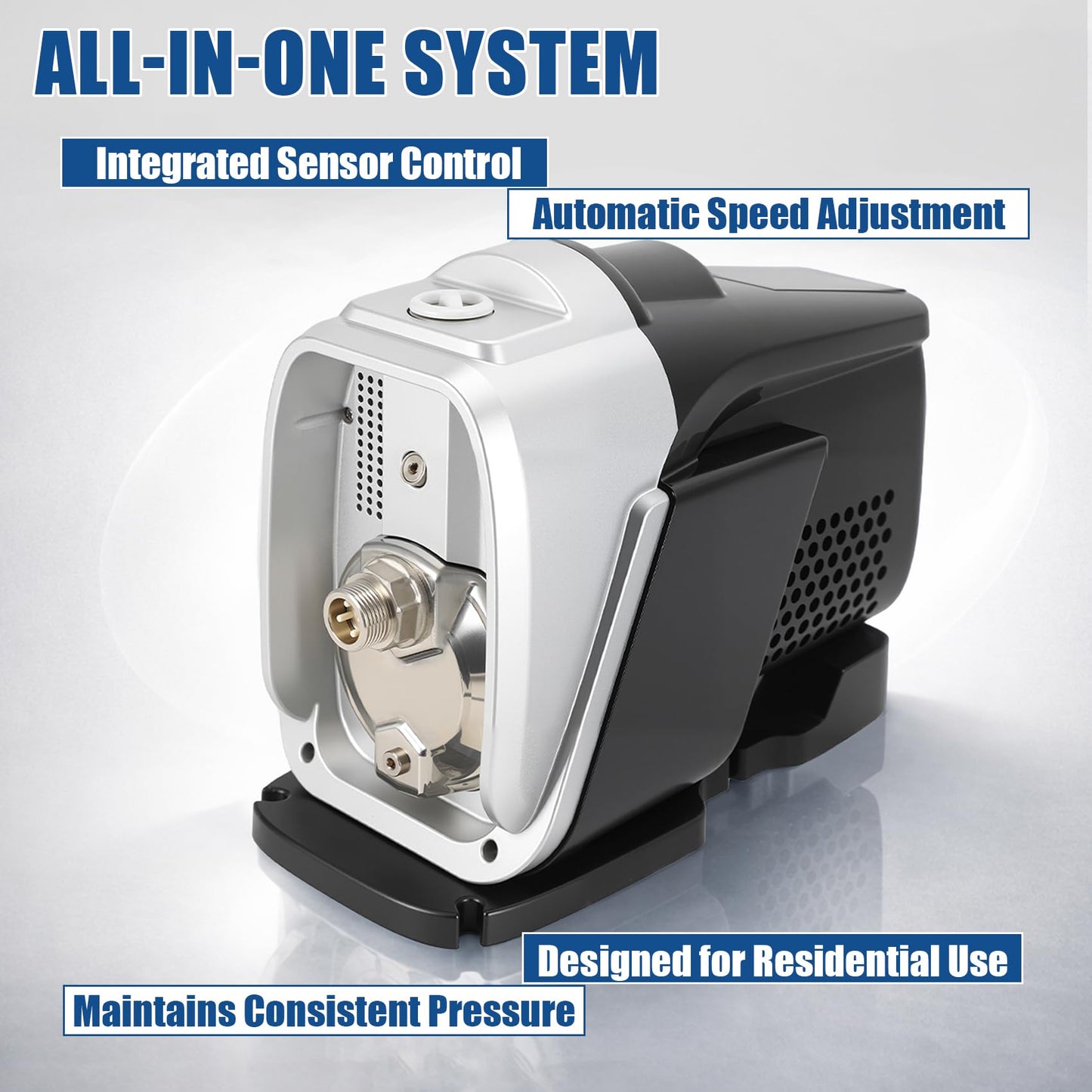 115V Self-Priming Whole House Water Pressure Booster Pump,Integrated Design, Automatic Residential Water Pressure Pump for Shower, Garden,Home