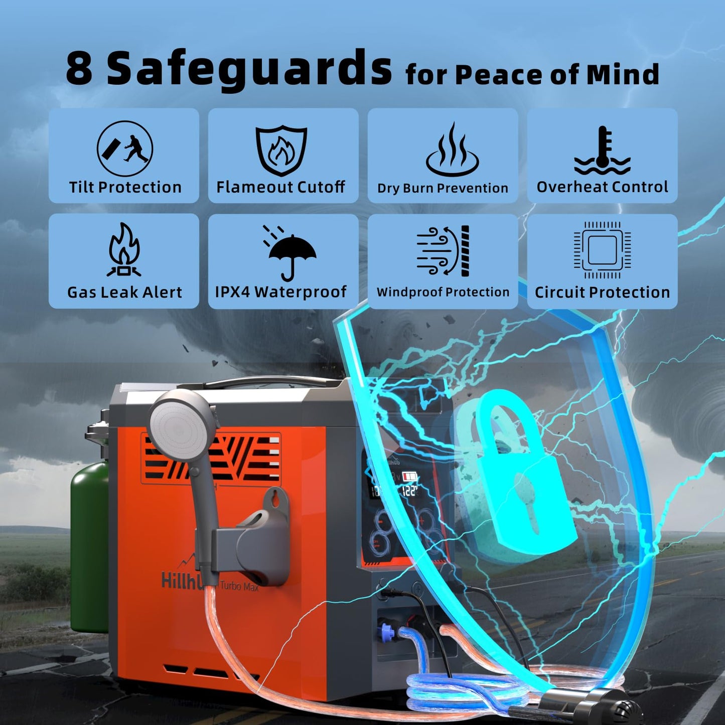 Hillhub Portable Propane Water Heater for Camping, Instant Hot Water Heater On Demand with 4000mAh Battery for Outdoor Showering and Cleaning, Included Water Pump & Showerhead