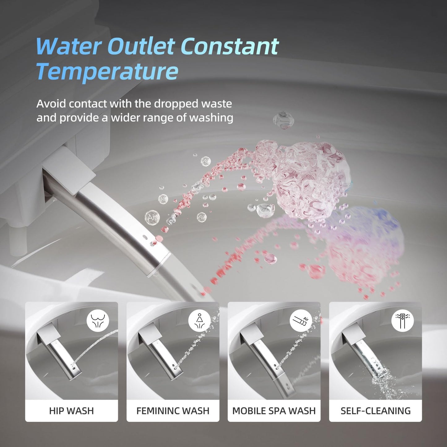 VIPOOO Smart Toilet with Bidet Built In- Auto Open/Close Lid, User Definition, Foot Sensor Flush, Heated Seat, Warm Water Dryer, Electric Power Flush Toilet VIP-U02MAX