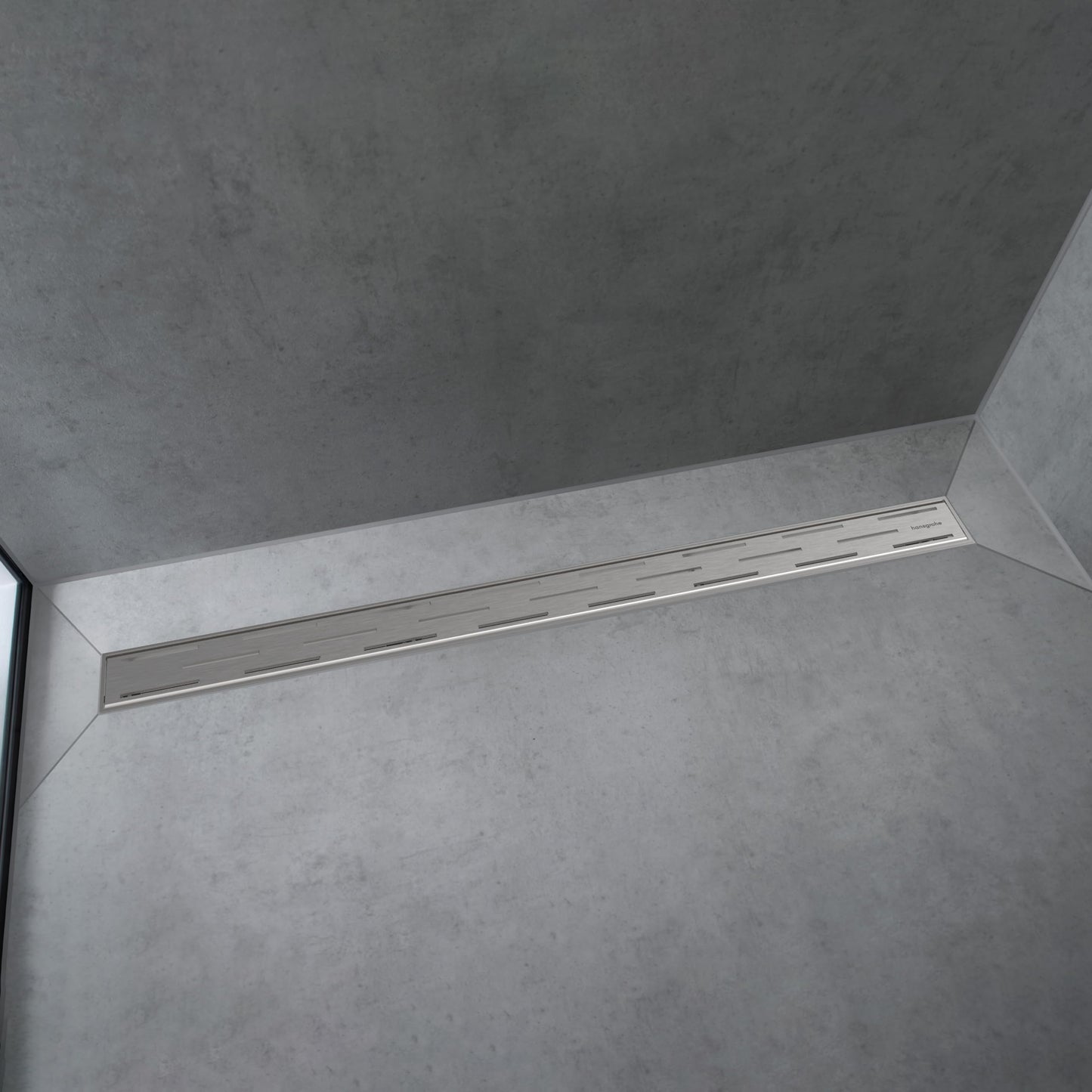 hansgrohe RainDrain Match Classic Linear Shower Drain for 31 1/2" Rough with Height Adjustable Frame in Brushed Stainless Steel, Stainless Steel Rectangle Shower Floor Drain