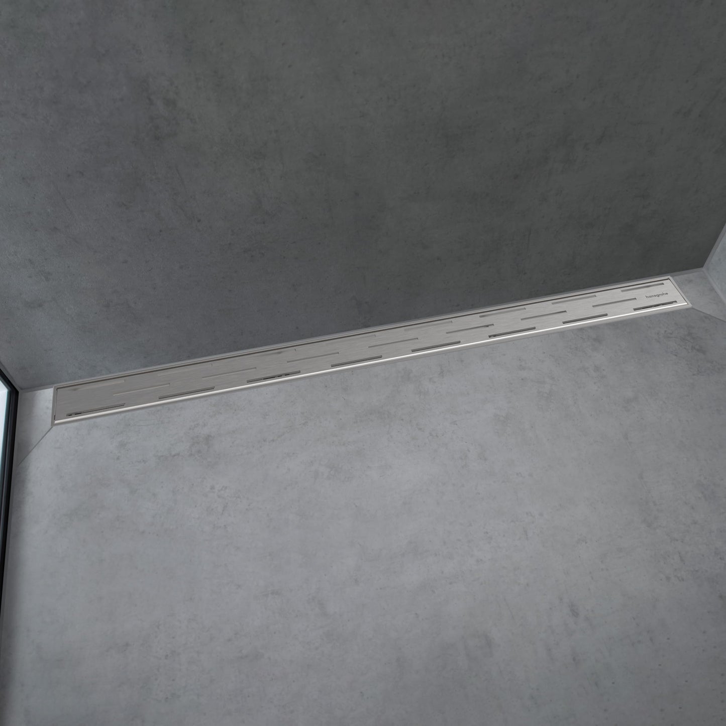 hansgrohe RainDrain Match Classic Linear Shower Drain for 31 1/2" Rough with Height Adjustable Frame in Brushed Stainless Steel, Stainless Steel Rectangle Shower Floor Drain