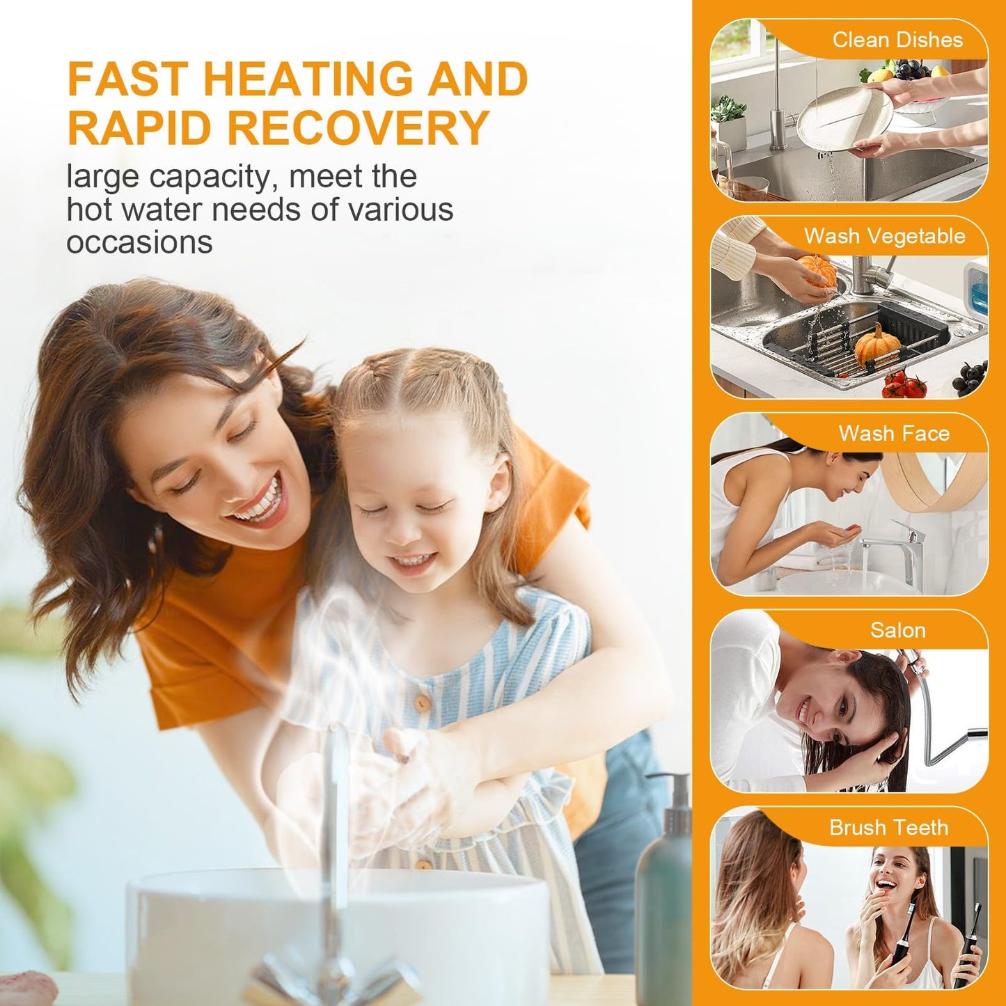 KENUOS 4 Gallon Water Heater Under Sink Instant Hot Water Heaters 1500W 110V 120V Mini Tank Water Heater with T&P Vavle 1/2" NPT for Kitchen,Bathroom,Camper,RV,Grey