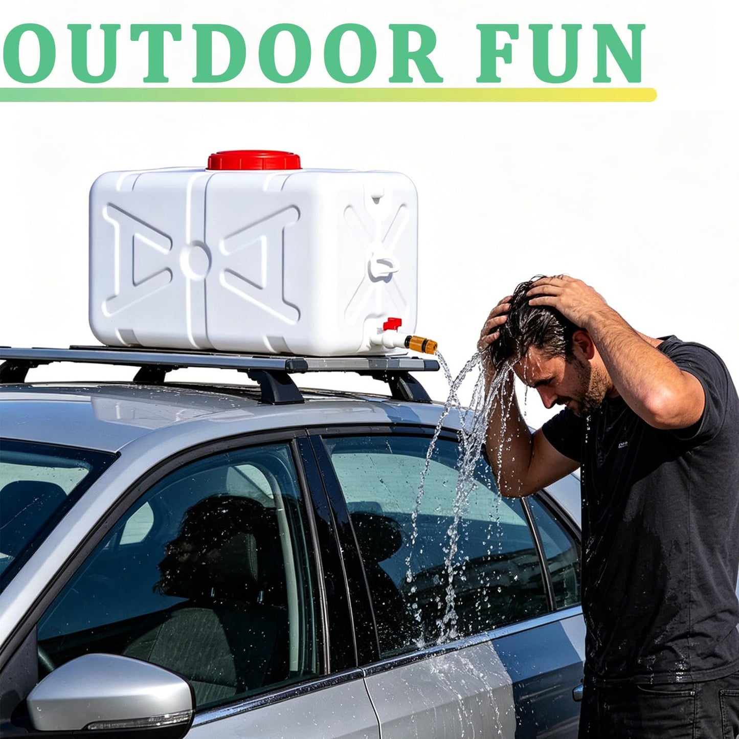 19.8 Gallon Water Storage Tank with Spigot & Hose, Heavy Duty Portable Water Container for RV, Camping, Truck, Emergency Supplies & Outdoor Adventures