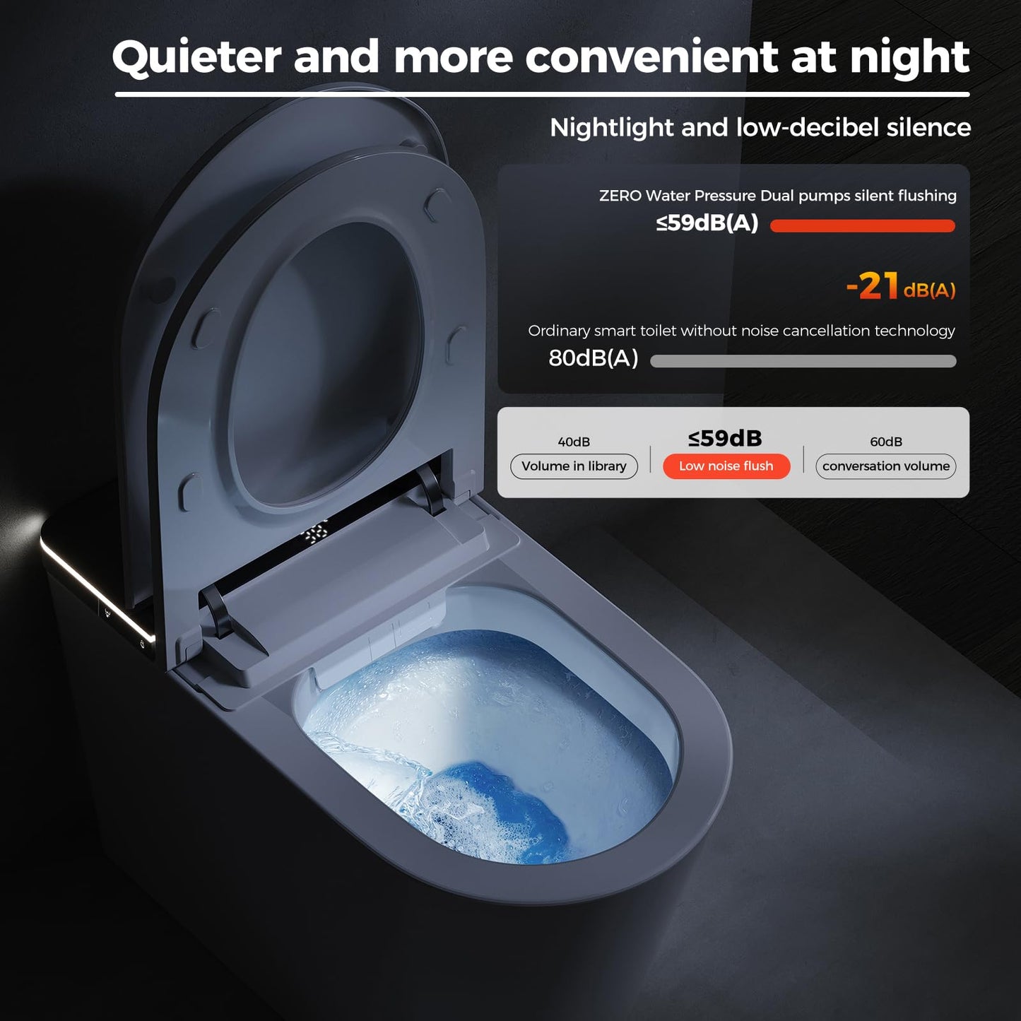 Smart Toilet with Bidet Built in, Japanese Bidet Toilet, for Bathroom, Modern Elongated Toilet with Heated Toilet Seat, Bidet Warm Water, Dryer, Auto Open/Close Lid, Automatic Toilet Flushing