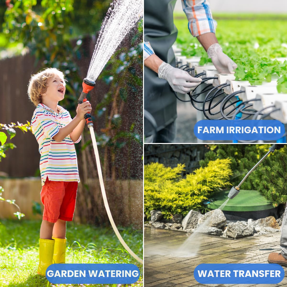 FOTING 1.5HP Shallow Well Pump with Pressure Tank, 1340GPH Automatic Irrigation Water Booster Jet Pump, Water Pumps Booster System 164FT 115V for Home Garden Lawn Farm, Blue