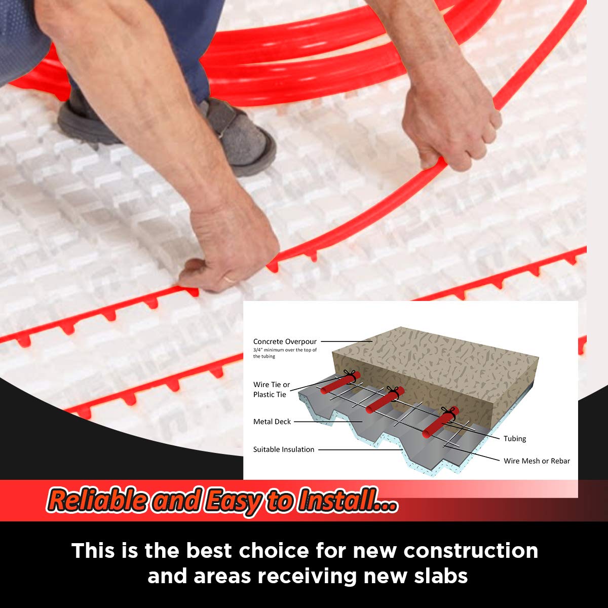 Pex-A Tubing 3/4-inch x 500 Ft, Flexible Red Tube for Potable Water, 3/4" Pex Pipe Coil