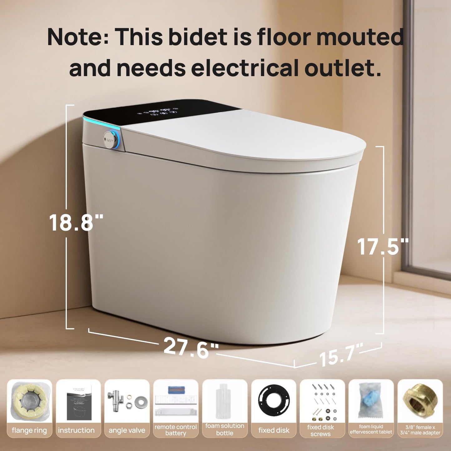 Smart Toilet with Bidet Built-in: Gentle Wash Bidet Toilet with Dryer, Dual Flush One Piece Toilet with Child Mode, Foam Shield, Heated Seat, Foot Sensor, UV-C Night Light, Pre-wet, Auto Lid/Seat
