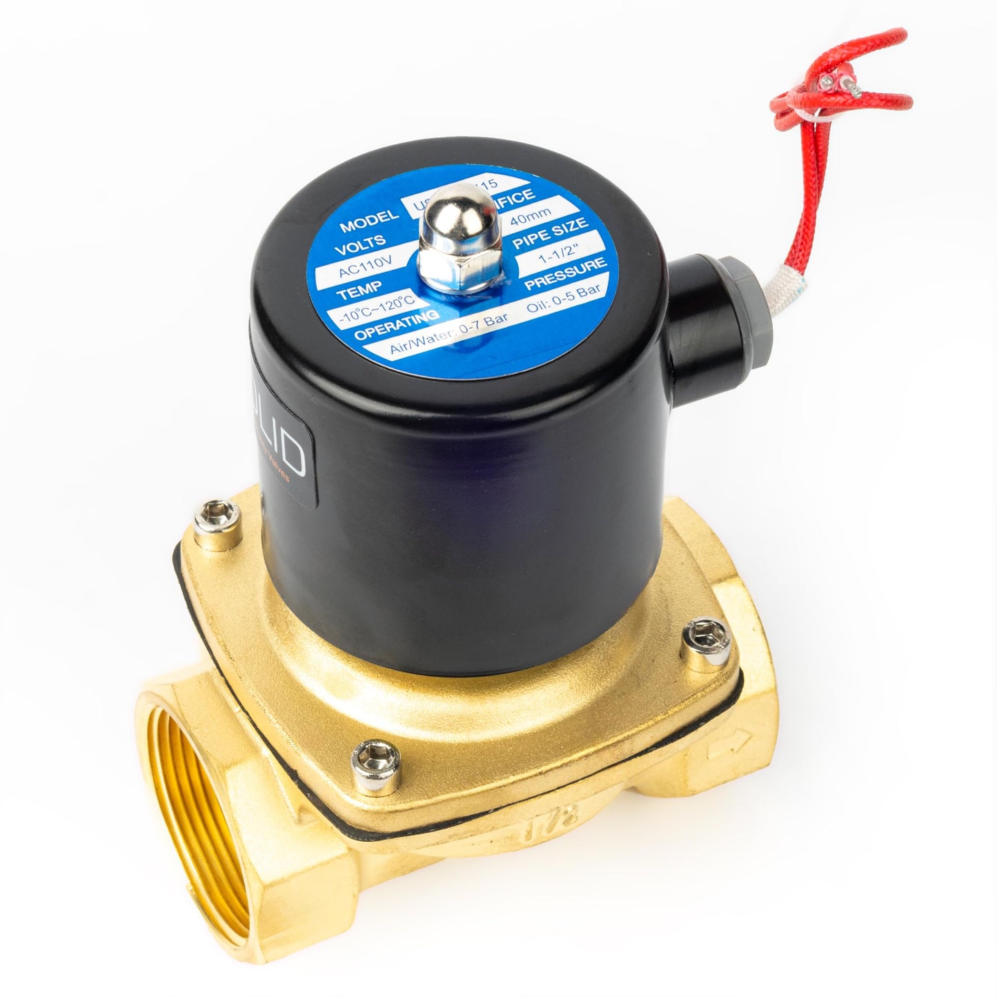 U.S. Solid 1-1/2" Solenoid Valve - 110V AC Brass Electric Solenoid Valve, Normally Closed, Viton Seal
