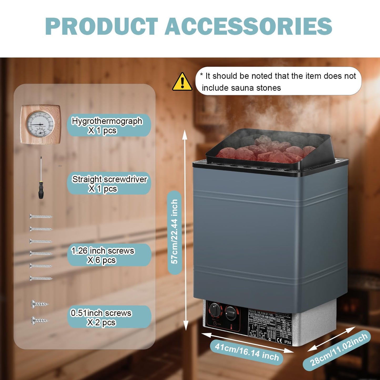Vanbolt Sauna Heater-Electric Sauna Heaters 220V 9KW，Dry Sauna Heater with Built-in Controller，Suitable for SPA Houses,Home,Hotels Dry Saunas Built-in Controller,Suitable 420 Cu.Ft (9KW 220V)