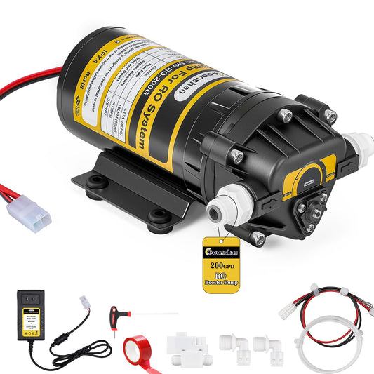 Moonshan 200GPD Booster Pump for RO System Complete Kit Suitable for Home Reverse Osmosis Water Filter System Quick-Connection Design High Pressure Switch Pressure Adjustable (8800)