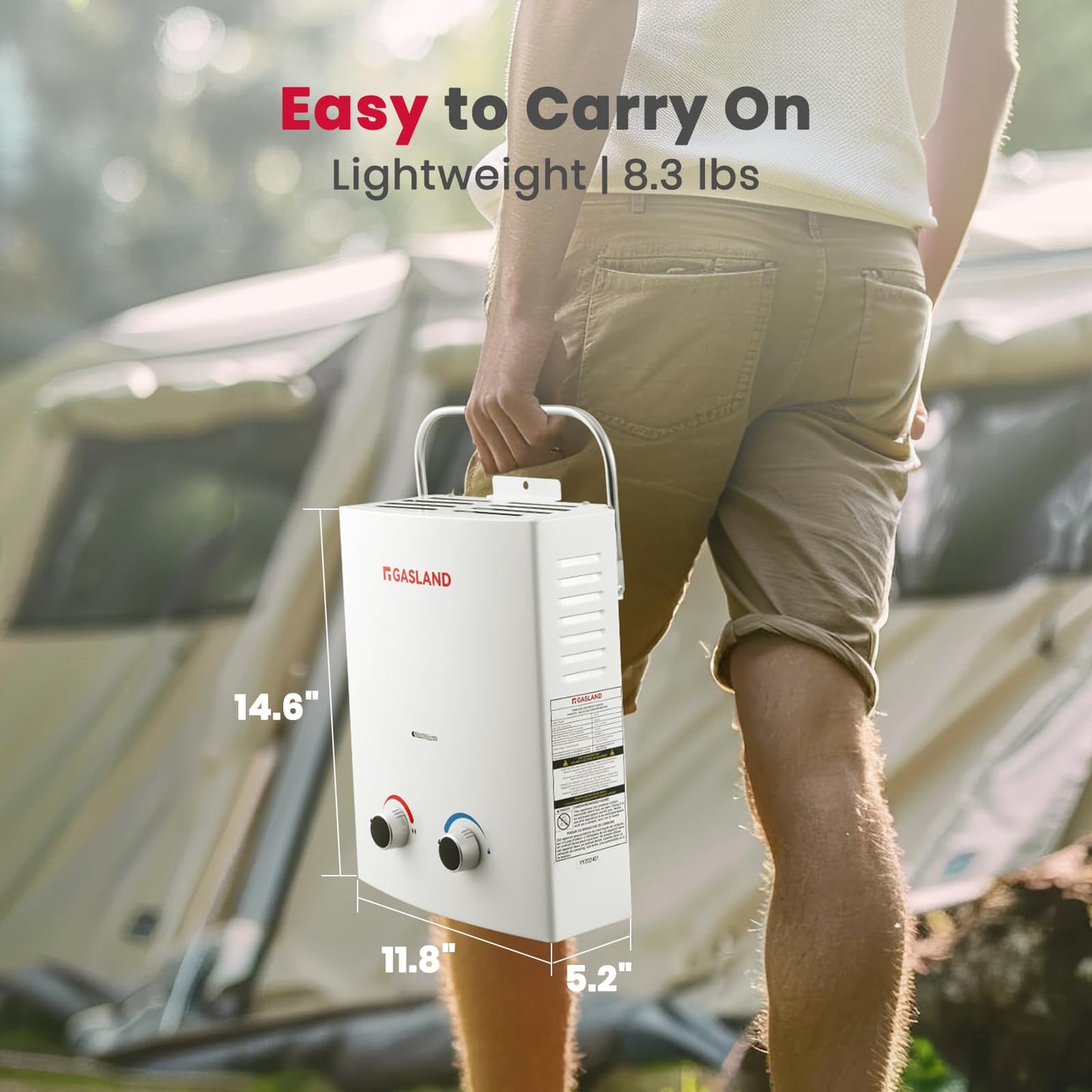 GASLAND 5L 1.32GPM Portable Propane Tankless Water Heater with 1.32GPM Water Pump and Pipe Strainer,AS132 PRO