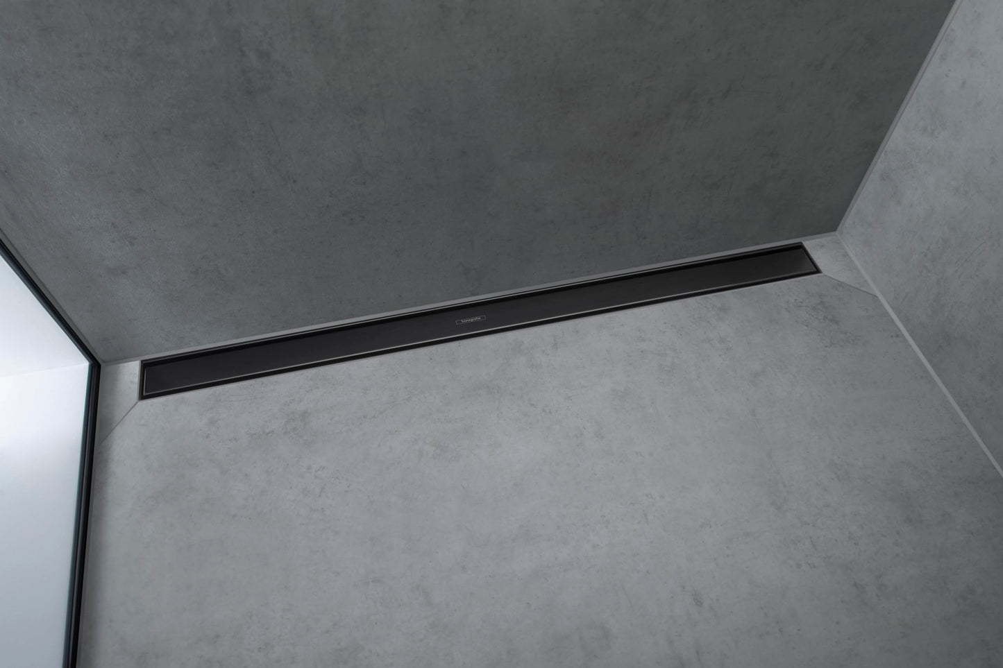 hansgrohe RainDrain Match Linear Tileable Shower Drain for 39 3/8" Rough with Height Adjustable Frame in Matte Black, Stainless Steel Rectangle Shower Floor Drain