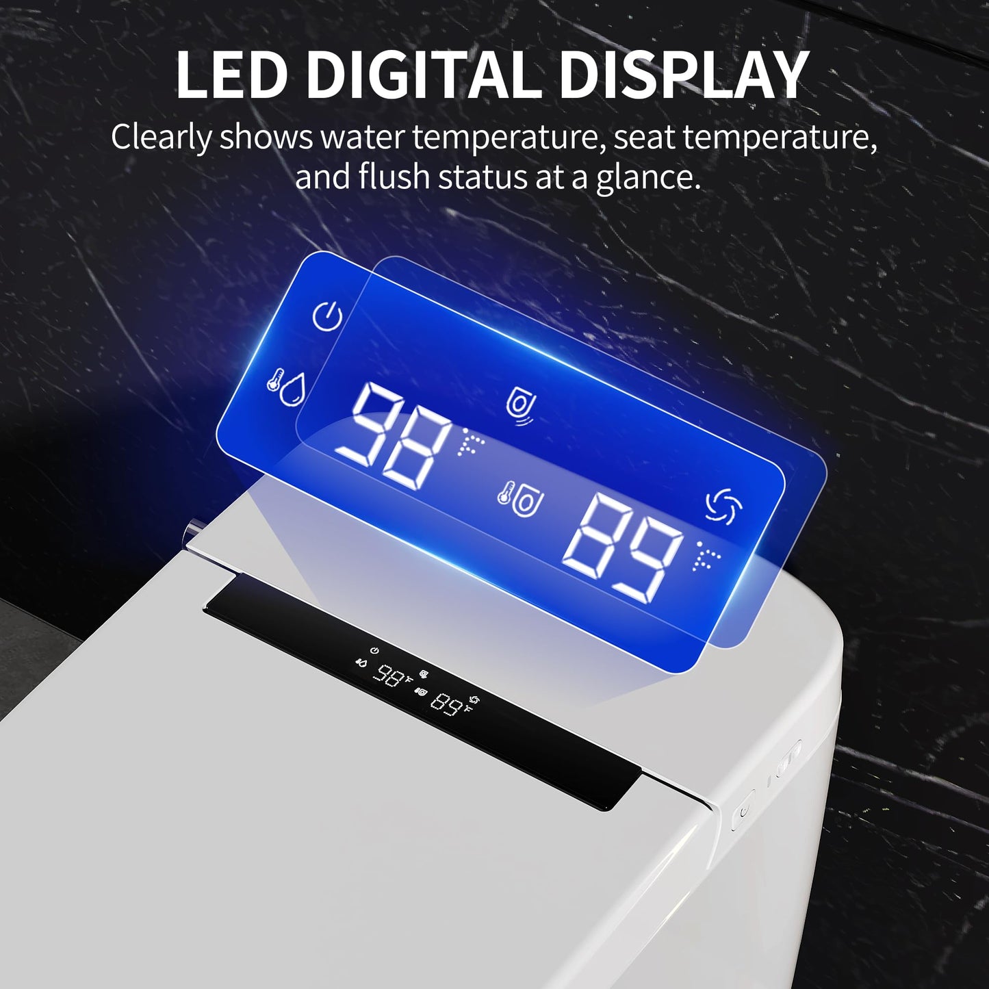 DeerValley Luxury Smart Toilet with Bidet Built in Bubble Wash, Auto Open/Close Lid Water Filter Instant Heated Seat Dryer, Soft-Close Modern Japanese One-Piece Toilet with Night Light for Bathrooms