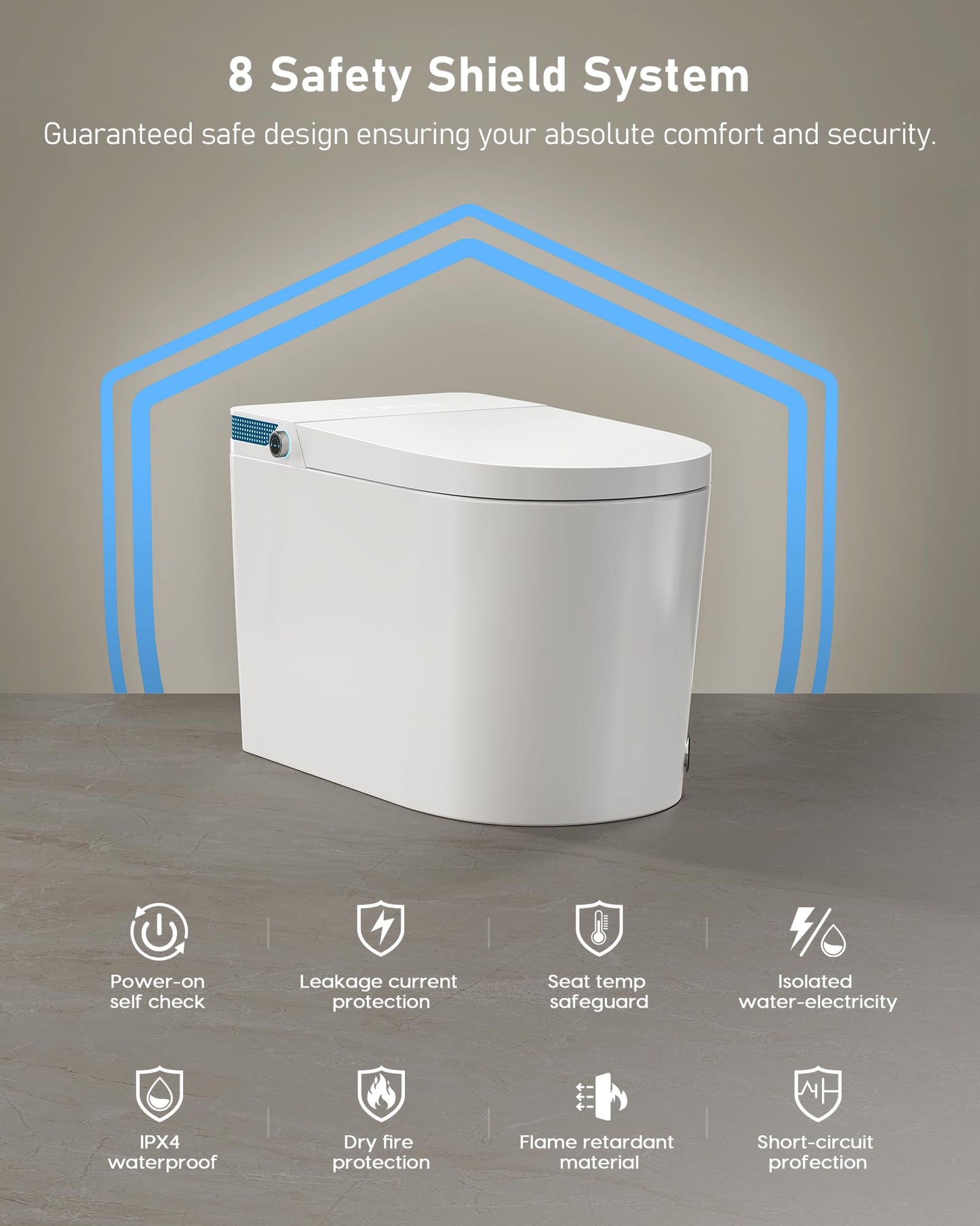 Smart Toilet with Bidet Built-In-Tank: Water Temp Adjustable Bidet Toilet with Child Seat, Heated Seat Modern Toilet, One Piece Toilets with Dryer Remote Foot Sensor Foam, Auto Lid&Seat, ADA Comfort