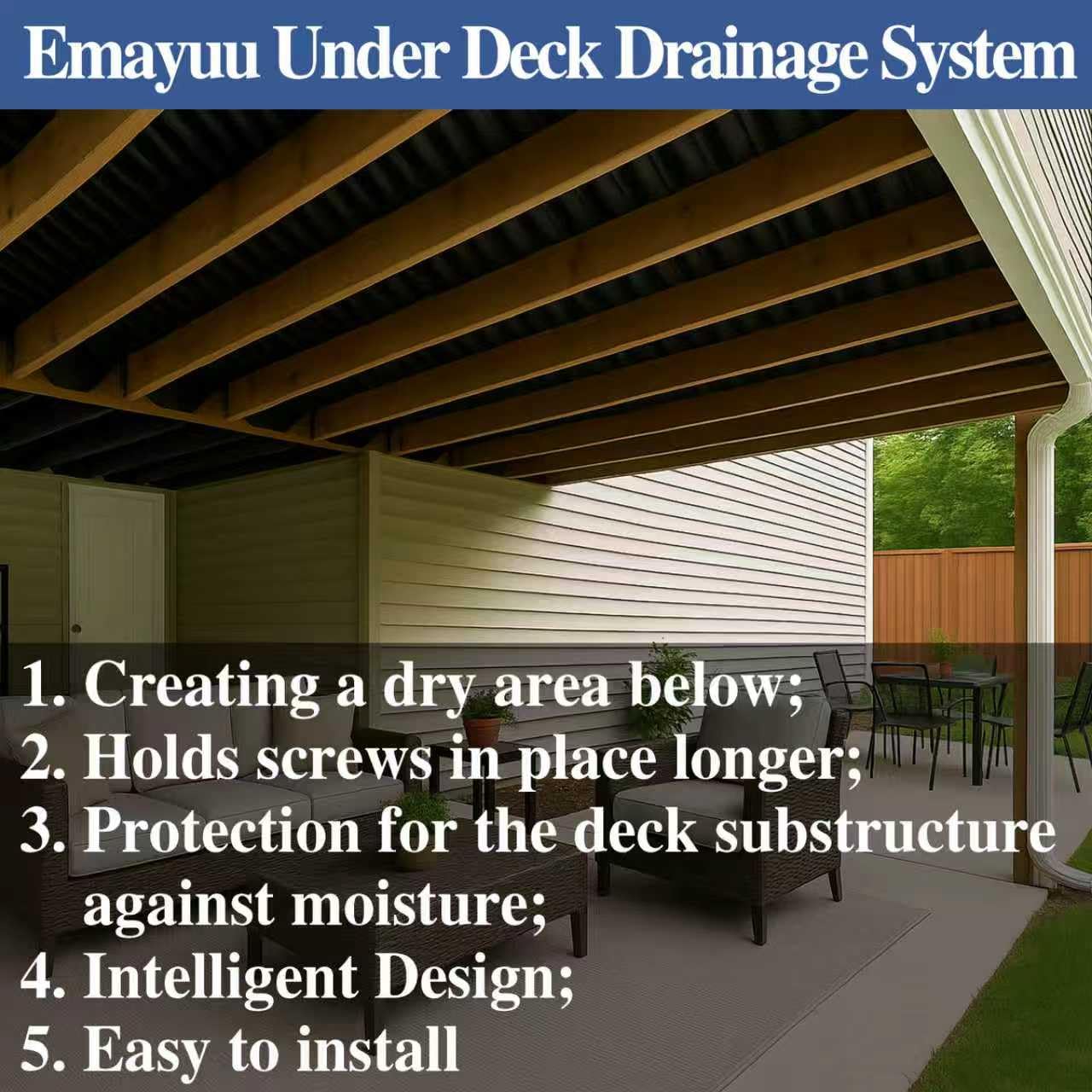 Emayuu 16PCS Black downspouts for Under Deck Drainage System, PE Deck downspouts Use for 12"&16" Joist Spacing DE01