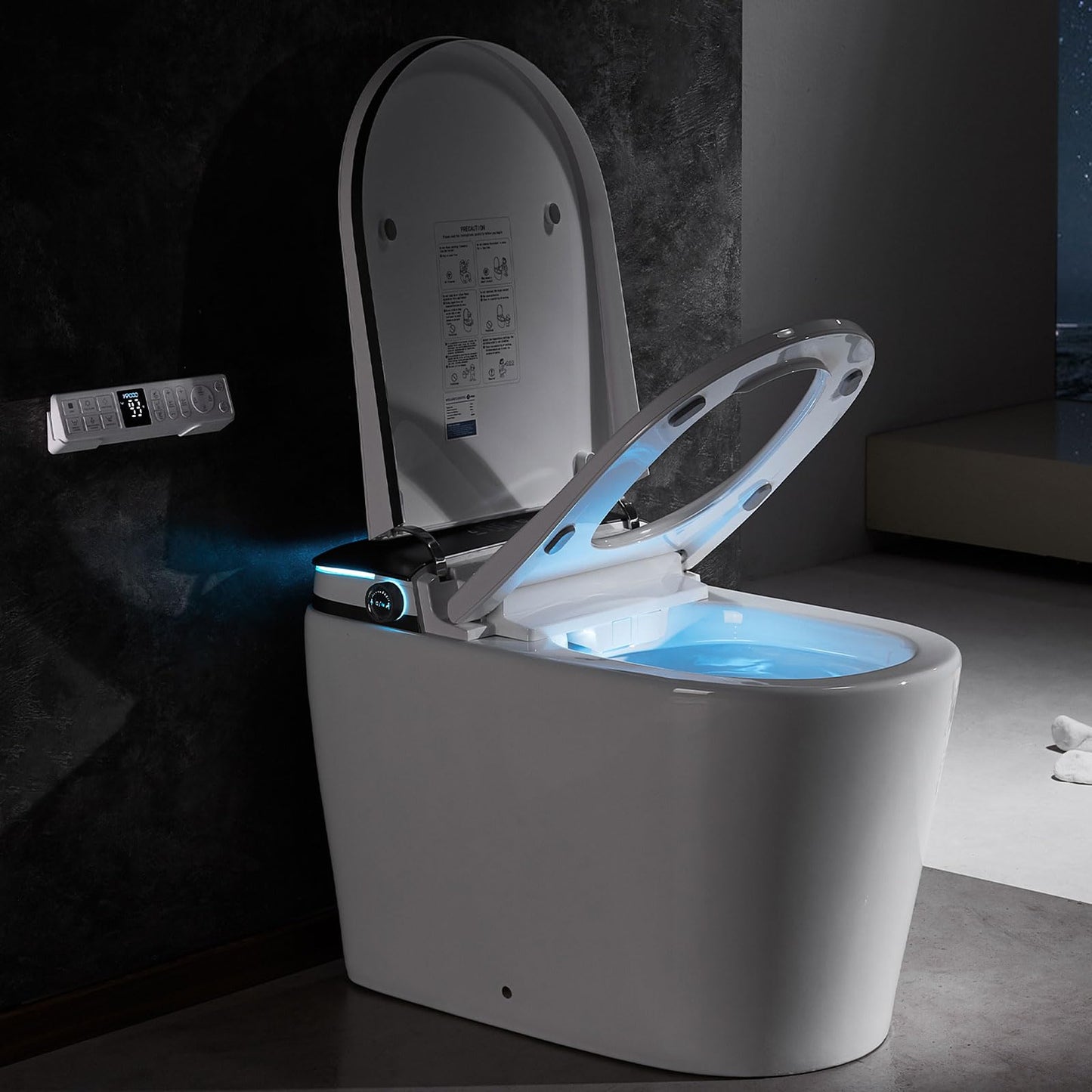 VIPOOO Smart Toilet with Bidet Built In- Auto Open/Close Lid, User Definition, Foot Sensor Flush, Heated Seat, Warm Water Dryer, Electric Power Flush Toilet VIP-U02MAX