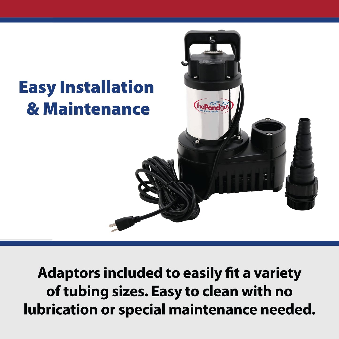The Pond Guy RapidFlo Submersible Outdoor Water Pump, Perfect for Ponds, Waterfalls, Streams, Hydroponics & Pondless Features, Easy Install, Energy Saving, Quiet, Powerful Flow, Asynchronous, 3000 GPH