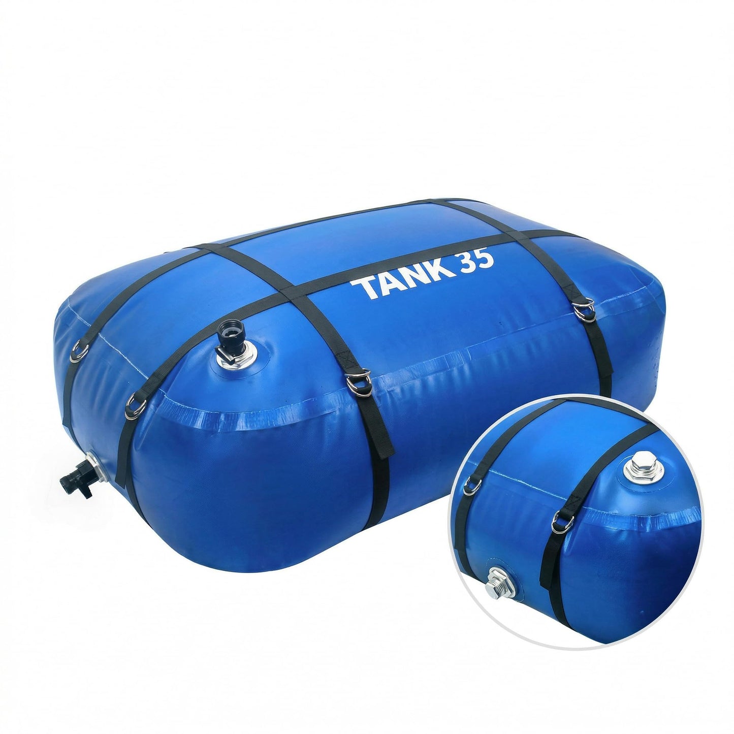 TPU Water Storage Bladder, 35 Gallon Portable RV Fresh Water Tank, Food Grade BPA Free Collapsible Flexible Container for Drinking, Camping, Irrigation & Emergency-Hurricane, Drought, Fire (3/4” GHT)