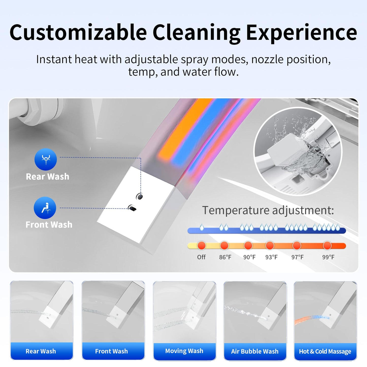 DeerValley Smart Toilet, Customizable Spa Wash, 1000g MaP Auto Flush, Pump Assisted, Foam Shield, Heated Seat, Instant Warm Water, Dryer, Deodorization, ADA Comfort Height for Modern Bathroom Upgrade