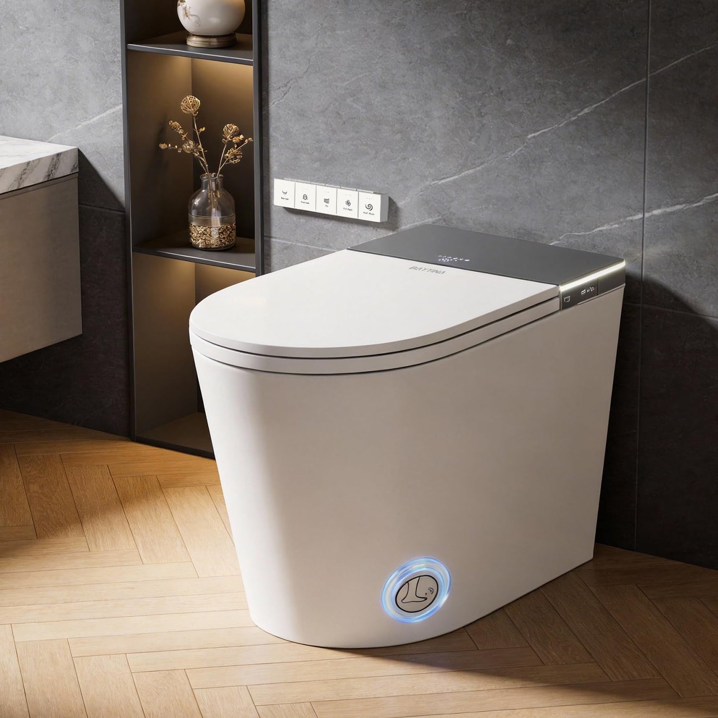 Smart Toilet with Bidet Built in, Japanese Bidet Toilet, for Bathroom, Modern Elongated Toilet with Heated Toilet Seat, Bidet Warm Water, Dryer, Auto Open/Close Lid, Automatic Toilet Flushing