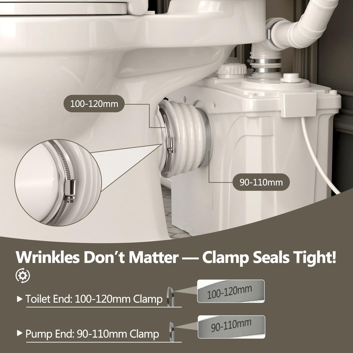 700W Macerator Pump for Upflush Toilet, Basement Sewage Pump with 4 Water Connections, for Macerating Toilet, Laundry, Kitchen Sink, Clothes Washer and Shower, Gray Water Disposal, 29.8ft