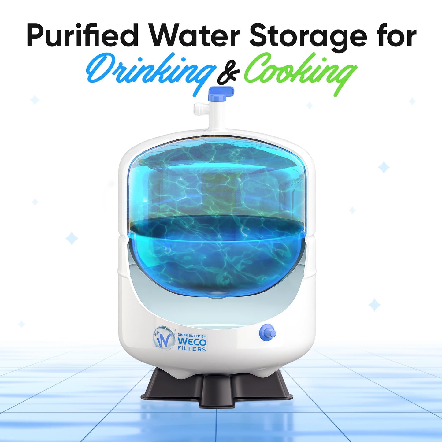 Pressurized RO Water Stainless Steel Storage Tank - Total Capacity 4.5 Gal & appx. 2.8 Gal Usable Capacity (ROT-4-SS)