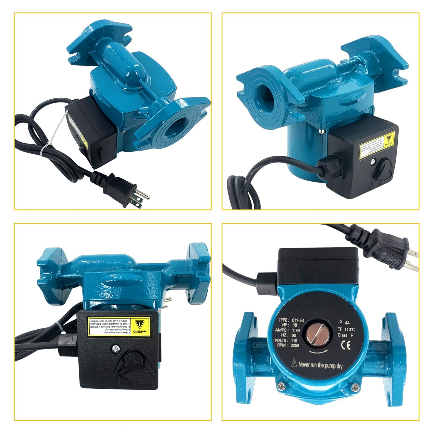 0011-F4 Hot Water Circulating Pump Cast Iron Cartridge 1/8 HP 0-31 GPM Flow Range Working Pressure 150 PSI Quiet Operation for High-Pressure Drop Boilers Heating/Home Replace# 0011-BF4-J