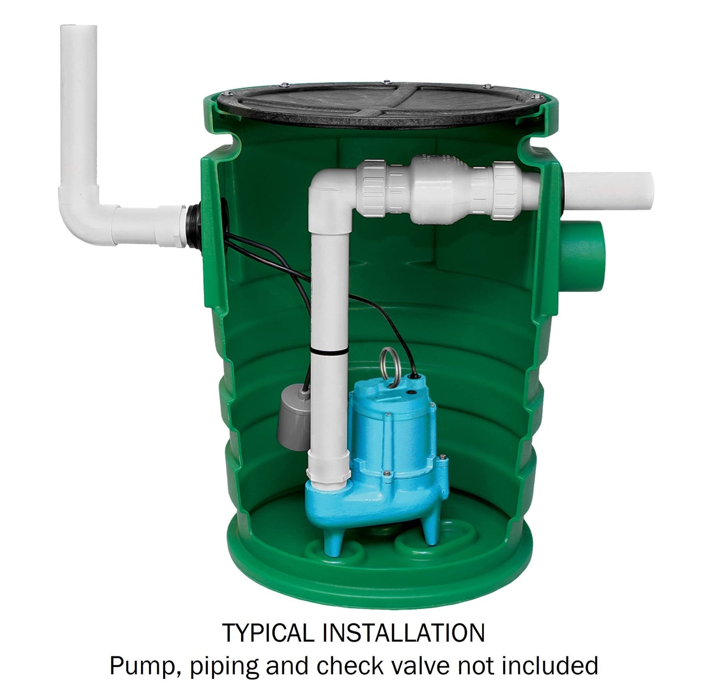 Little Giant WCR Series BC2030CS-LG 22-inch x 30-inch Basin and Cover Assembly for Sump, Sewage, Effluent, and Drainage Collection Systems, Green, 513245