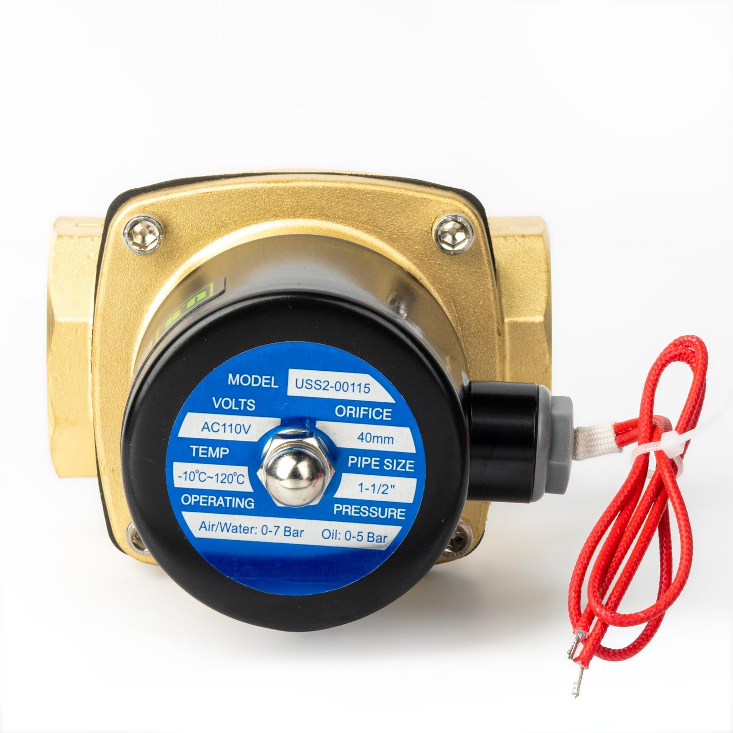 U.S. Solid 1-1/2" Solenoid Valve - 110V AC Brass Electric Solenoid Valve, Normally Closed, Viton Seal