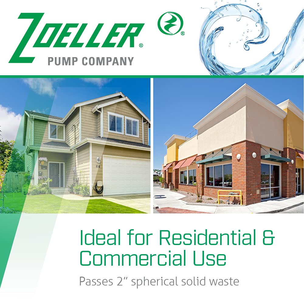Zoeller Waste-Mate 267 Sewage Pump, 1/2 HP – Heavy-Duty Submersible Sewage, Effluent or Dewatering Pump