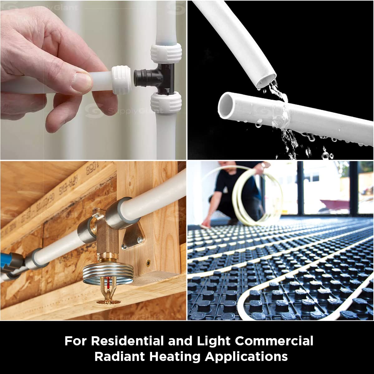 Supply Giant PEX-B Pipe 1/2 In x 500 Ft White Tubing for Plumbing, Potable Water Line for Home Improvement, Indoor/Outdoor Use