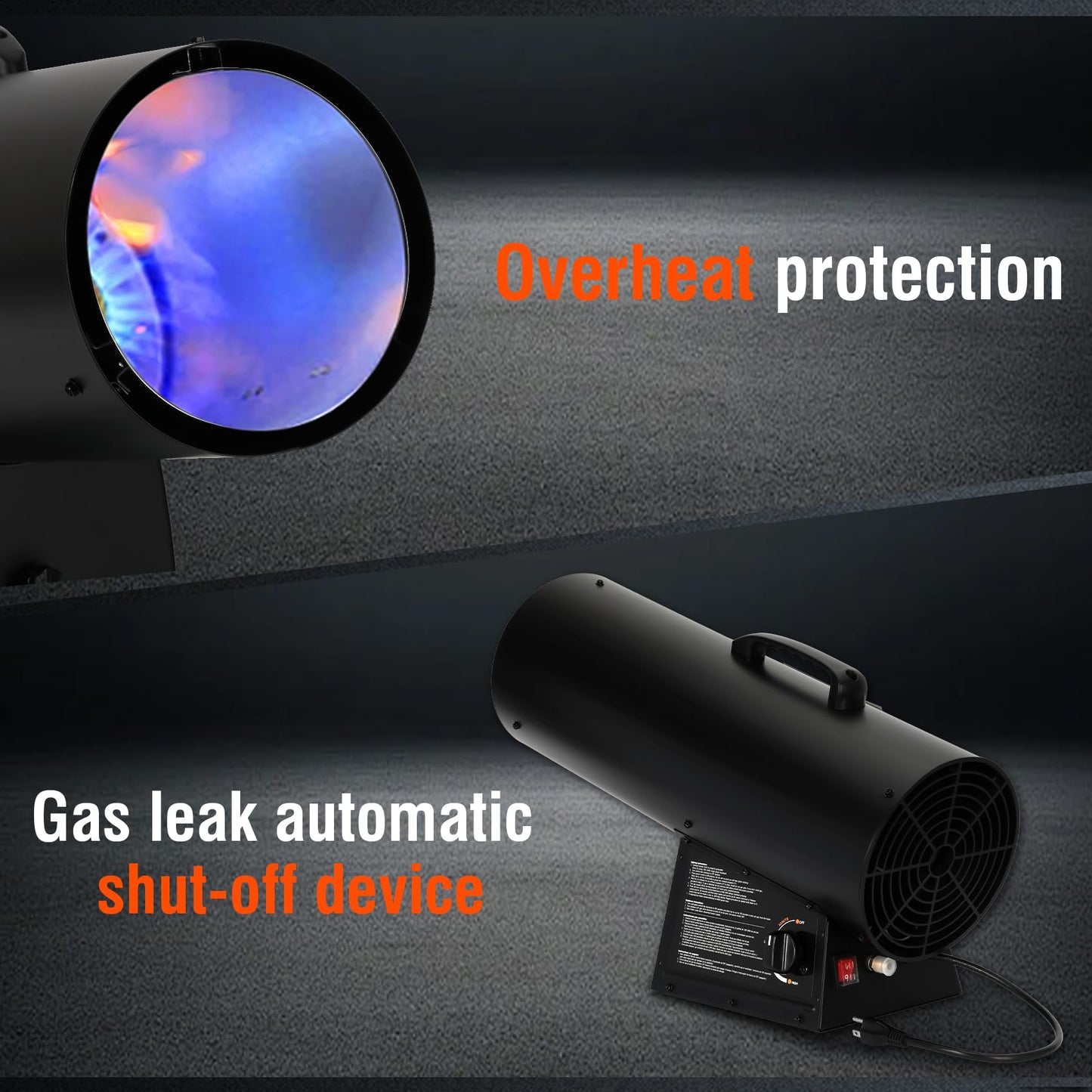 150,000 BTU Forced Air Propane Heater, for Garages, Construction Sites, Jobsite, Portable Torpedo Heater for Jobsite with 11FT Hose, Regulator, Automatic Overheat Protection Device, CSA Certification