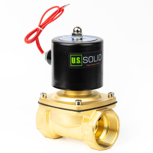 U.S. Solid 1-1/2" Solenoid Valve - 110V AC Brass Electric Solenoid Valve, Normally Closed, Viton Seal