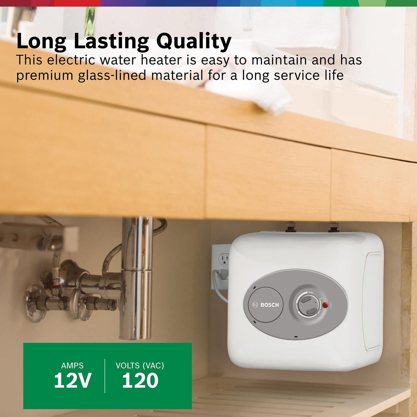 BOSCH Electric Mini-Tank Water Heater Tronic 3000 T 4-Gallon (ES4) - Eliminate Time for Hot Water - Shelf, Wall or Floor Mounted