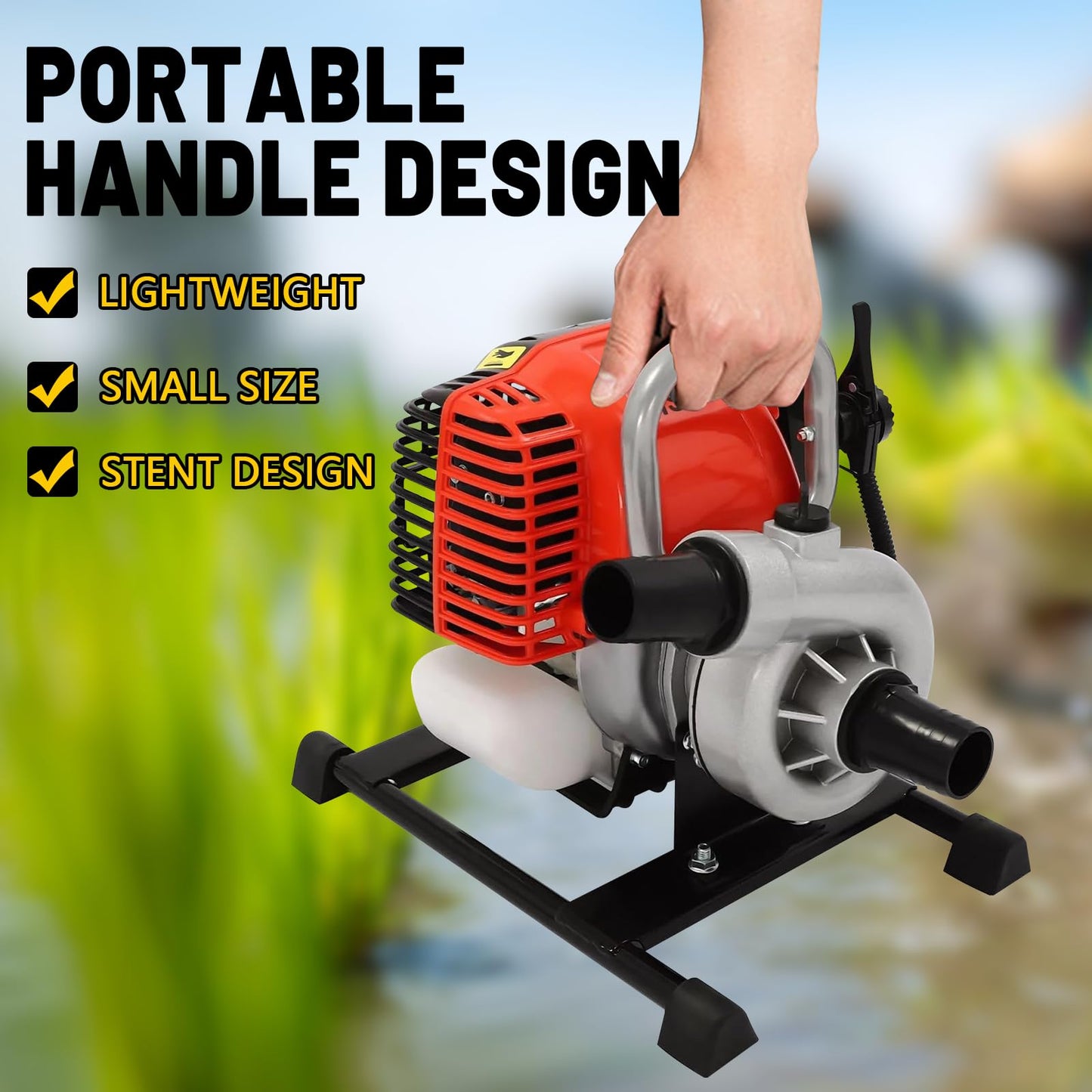 DEVALLEY Gas Water Pump 1.5 Inch 4 Stroke,31cc Gas Powered High Pressure Pump 98ft Lift And 23ft Suction,Trash Water Pump Irrigation Pump For Farmland Garden
