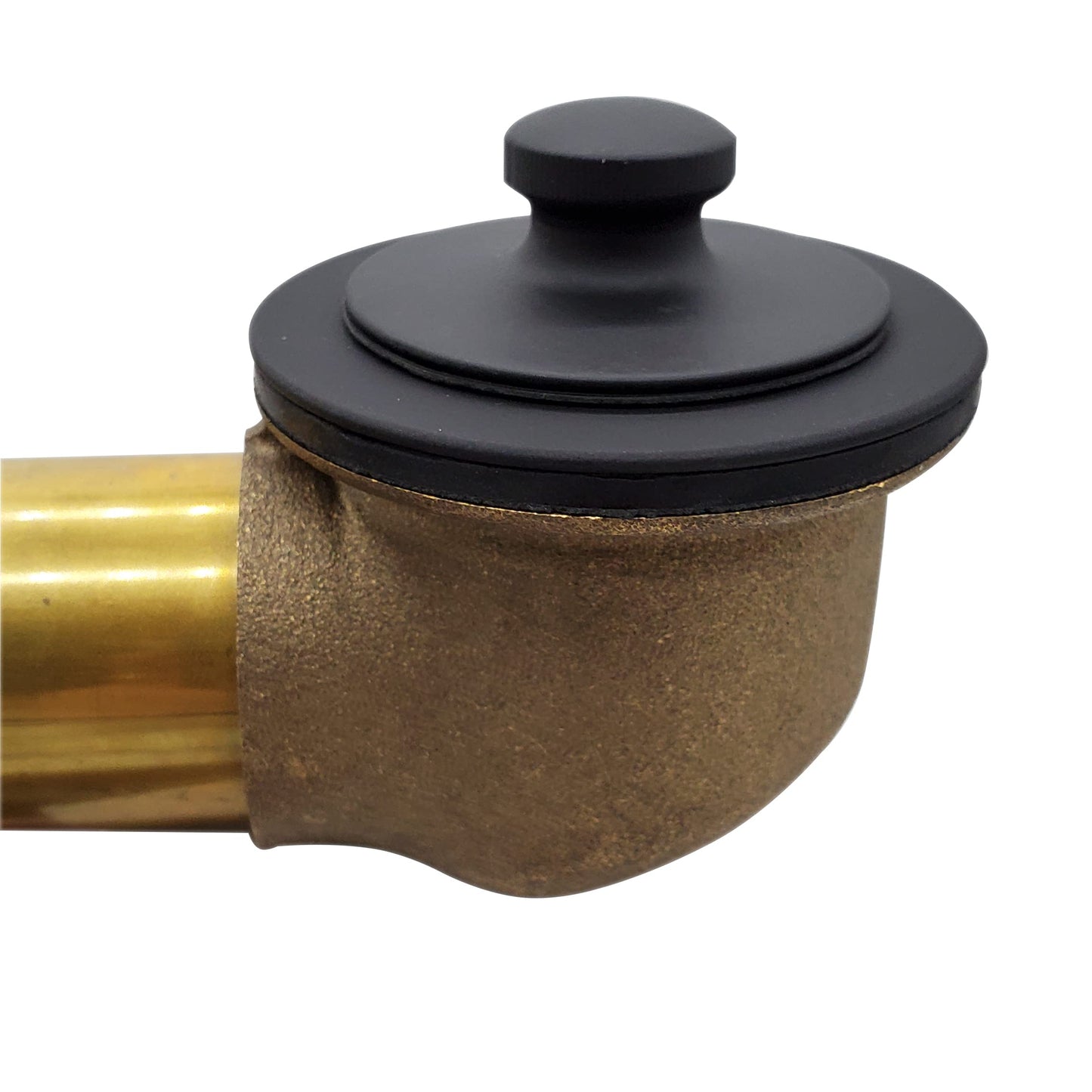 Westbrass 79417SWH-62 19" European Style Solder-In Brass Bath Waste Assembly with Twist & Close Drain and No-Hole Overflow, Matte Black
