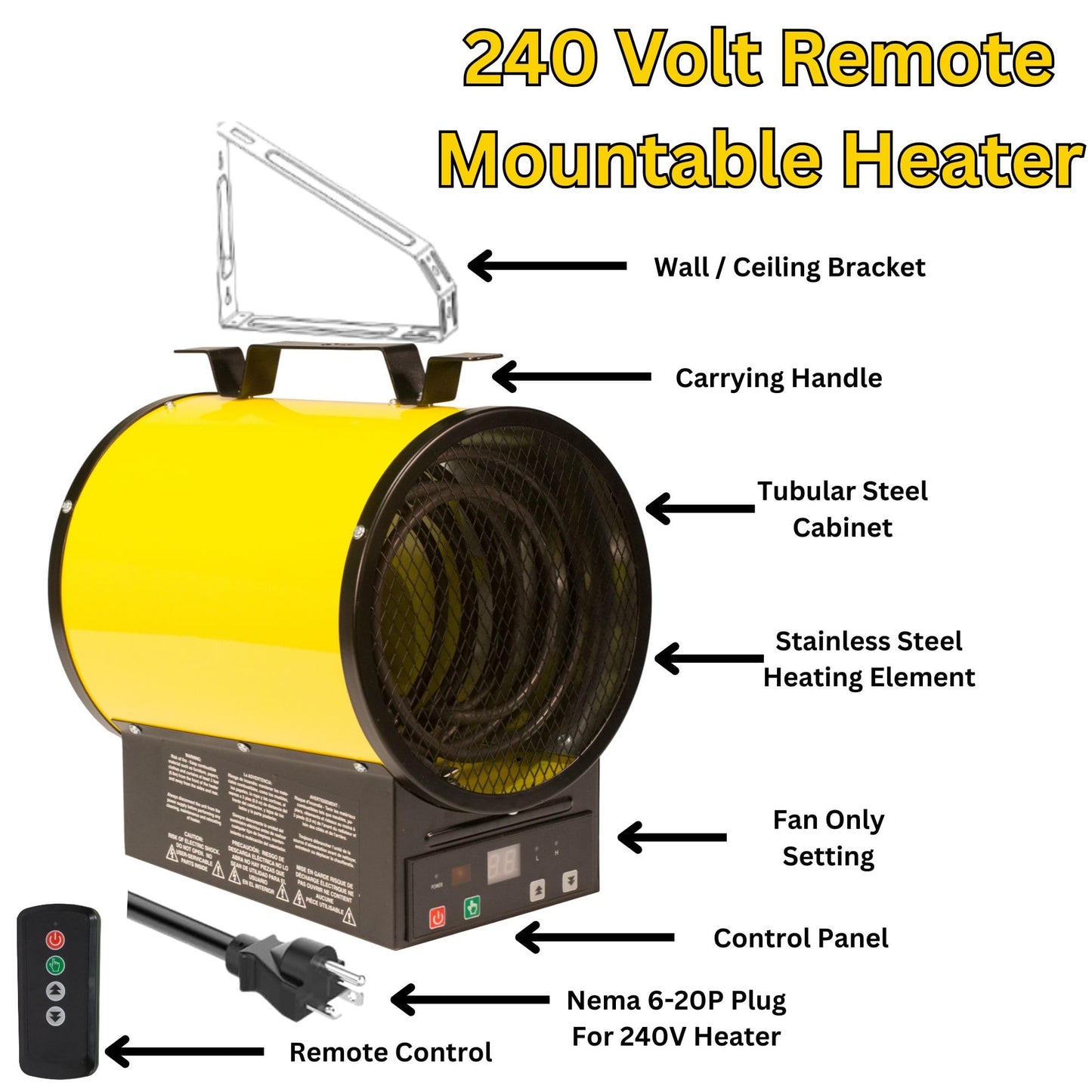Dura Heat EUH4000R Electric Forced Air Heater with Remote Control 12,800 Btu