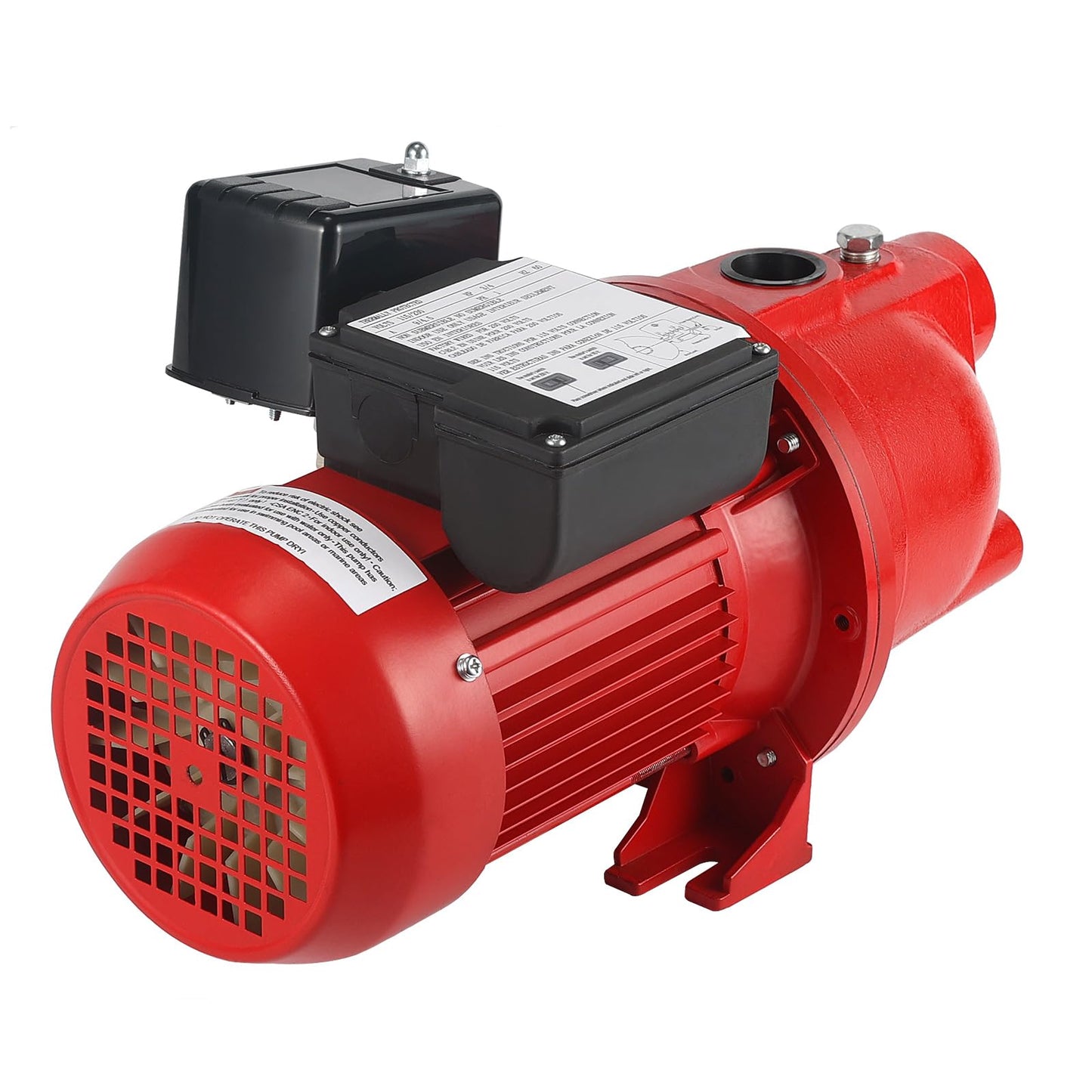 3/4 HP Shallow Well Jet Pump, 13 GPM 115/230V Dual Voltage Cast Iron Self-Priming Pump for 25ft Max Wells, Red 97080701